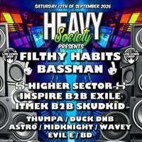 Flyer for Heavy Society X The Bassment