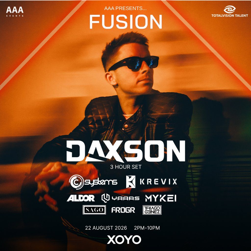 Flyer for AAA Fusion presents Daxson extended set plus support