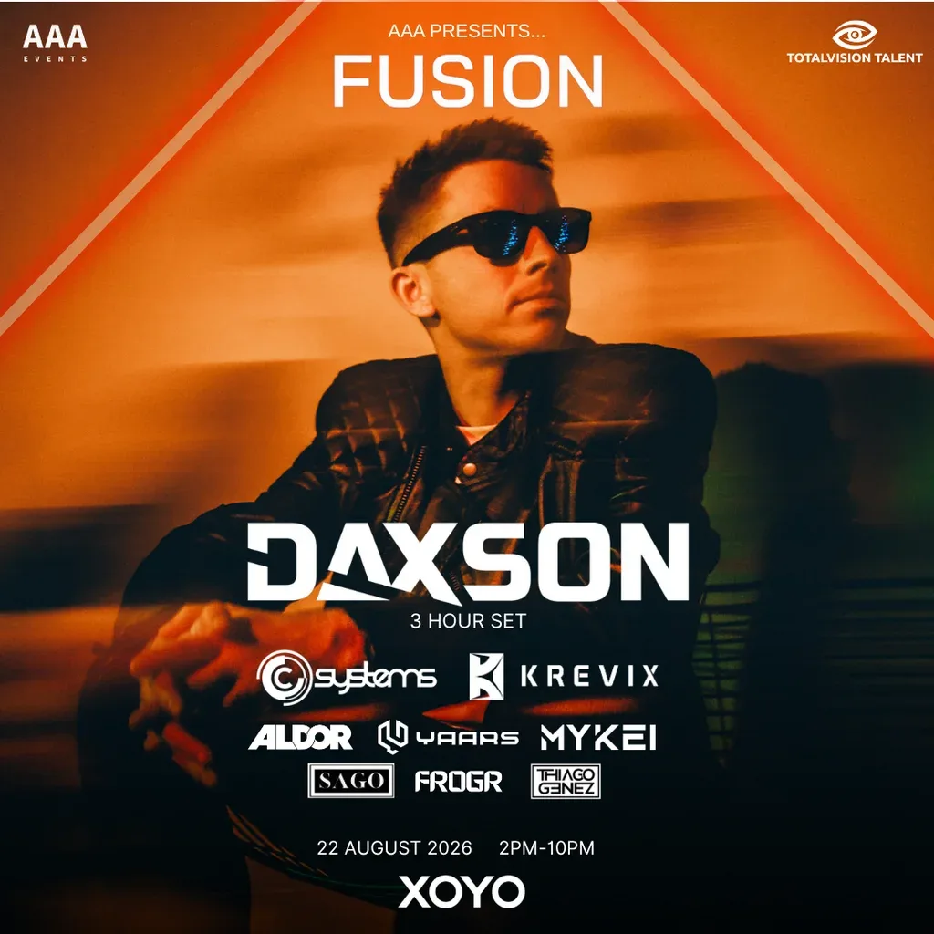 Flyer for AAA Fusion presents Daxson extended set plus support