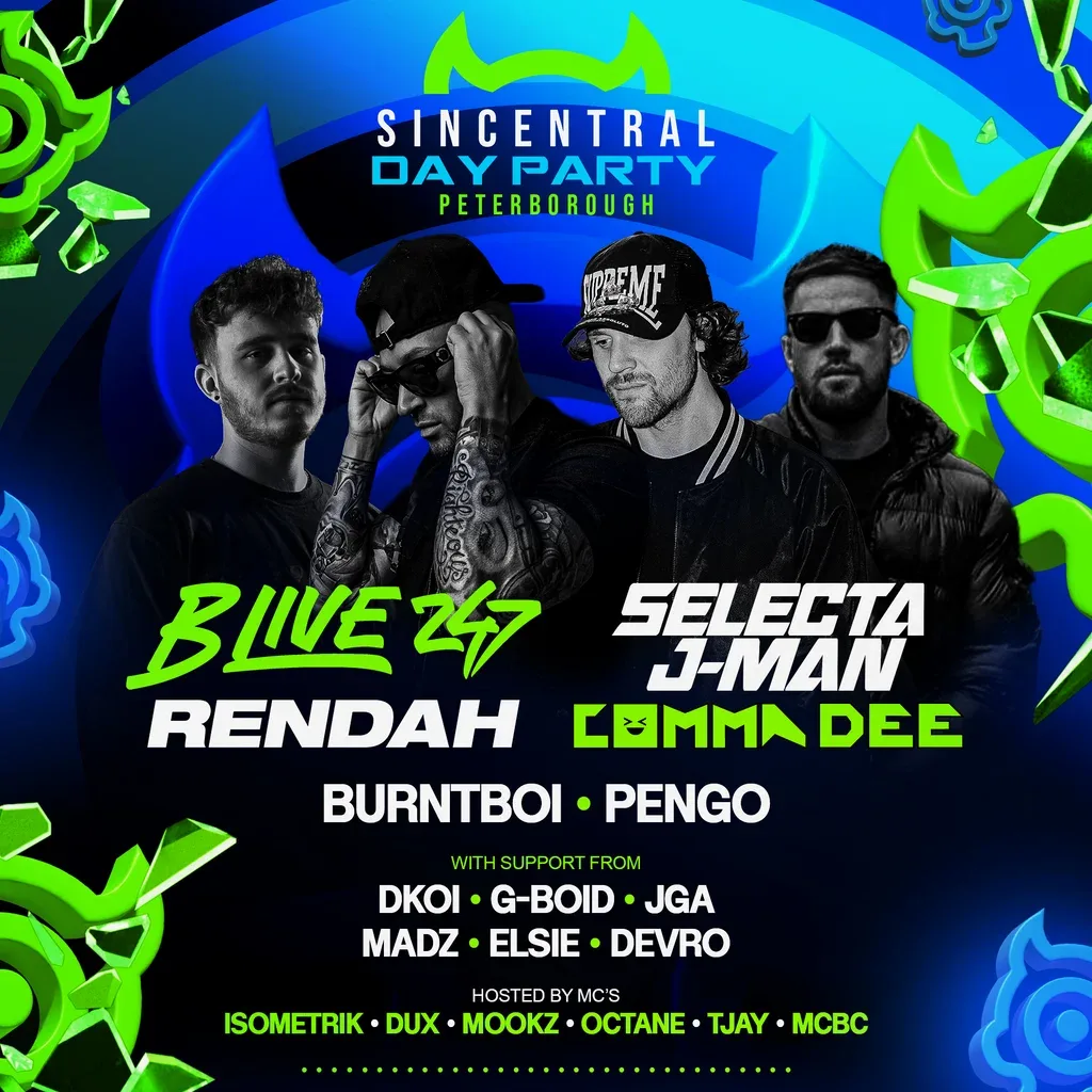 Flyer for Sin Central ft Rendah w B Live 247 & Selecta J-man w Comma Dee