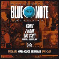 Flyer for Break Thru - Goldie, Doc Scott, J Majik - Metalheadz Blue Note