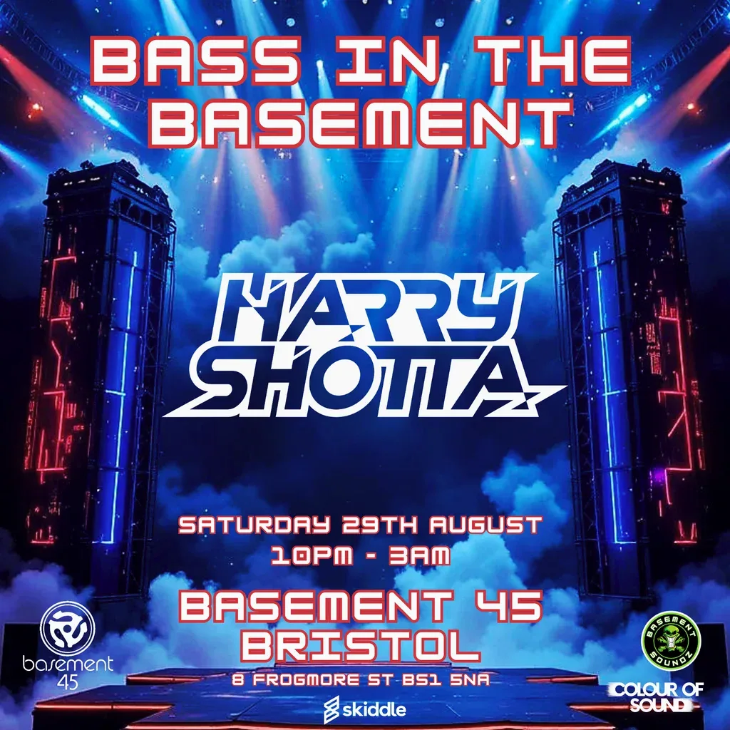 Flyer for Bass in the basement -HARRY SHOTTA