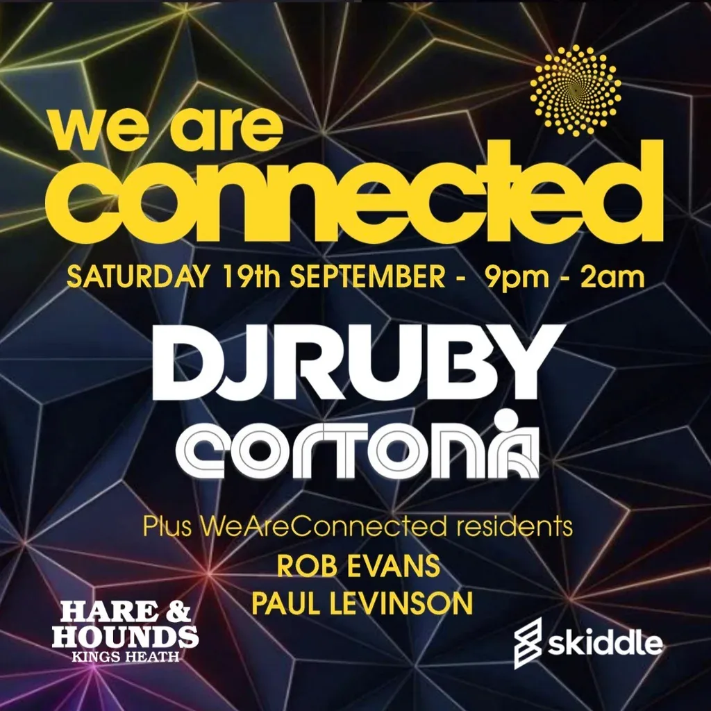 Flyer for WeAreConnected with DJ Ruby and Cortona