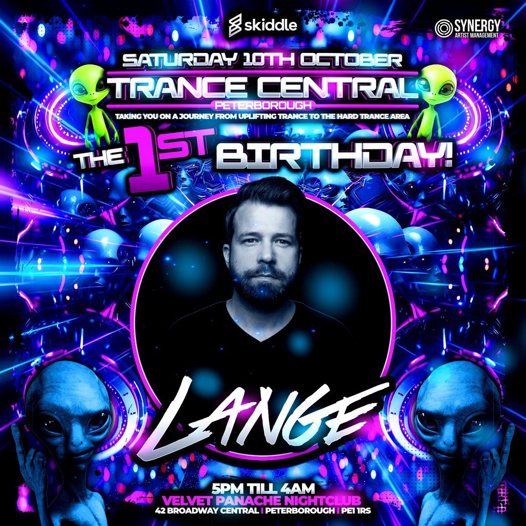 Flyer for Trance Central Peterborough The 1st Birthday with Lange!