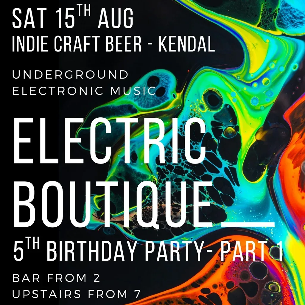 Flyer for Electric Boutique 5th Birthday Party