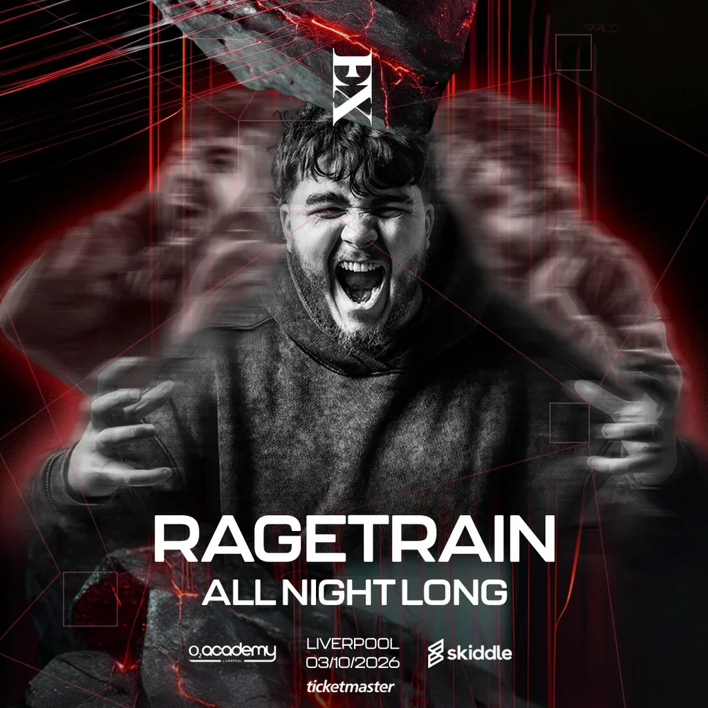 Flyer for Exhilaration Presents: RAGETRAIN All Night Long