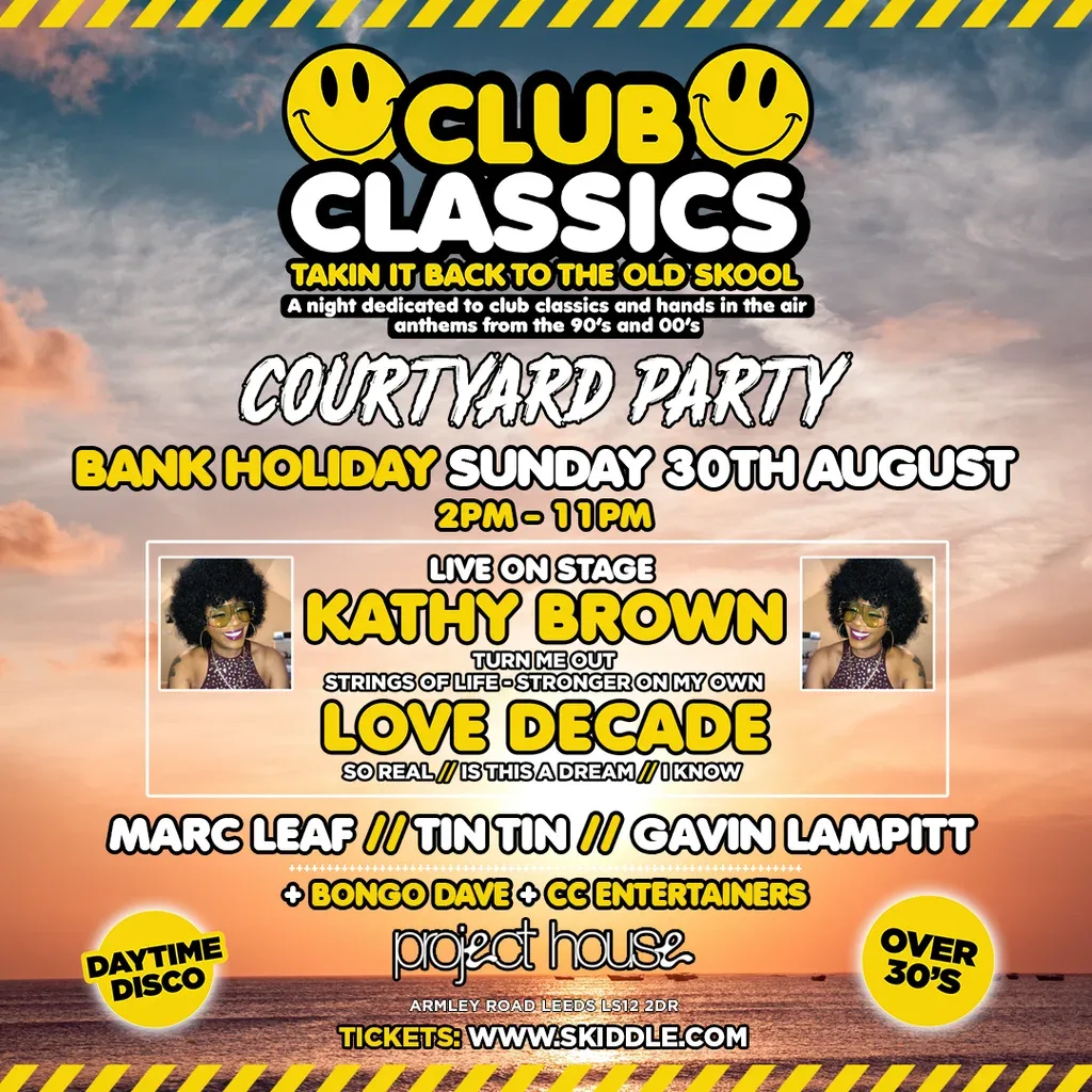 Flyer for Club Classics 90s & 00s Courtyard Party