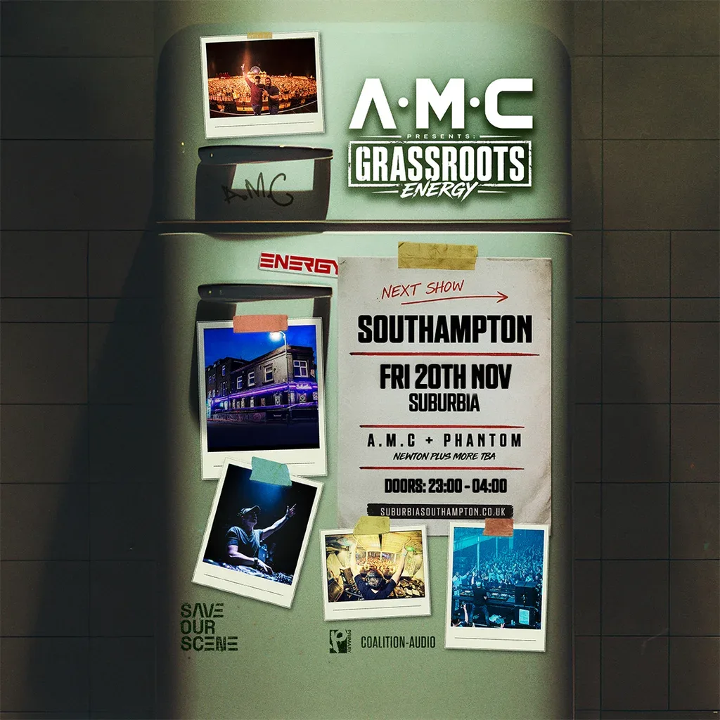 Flyer for A.M.C & Phantom Presents Grassroots Energy Southampton