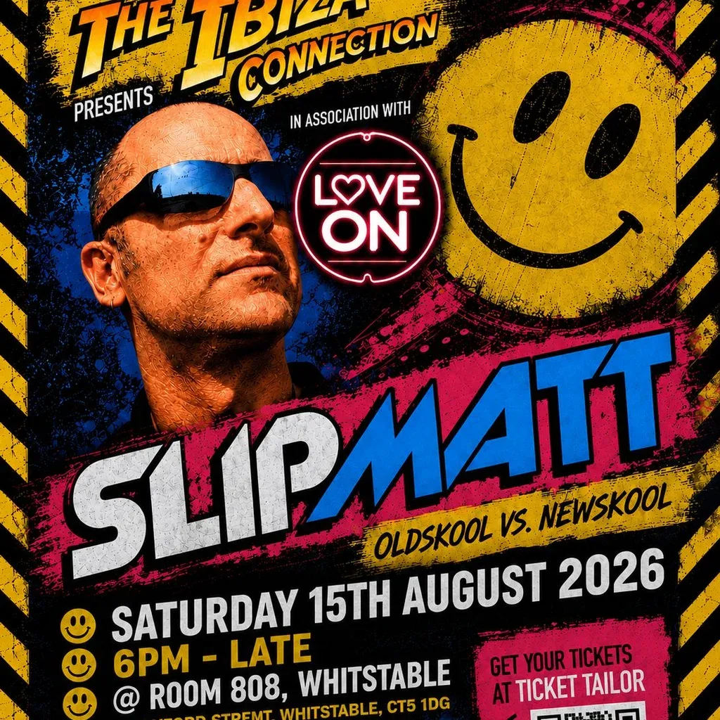 Flyer for The Ibiza Connection presents DJ SLIPMATT