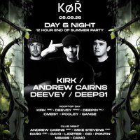 Flyer for KØR Rooftop & Night Cardiff w/ KIRK / ANDREW CAIRNS / DEEVEY