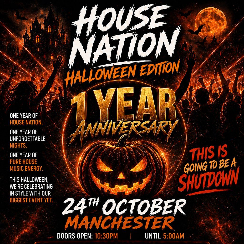 Flyer for House nation Halloween edition/ 1 year anniversary