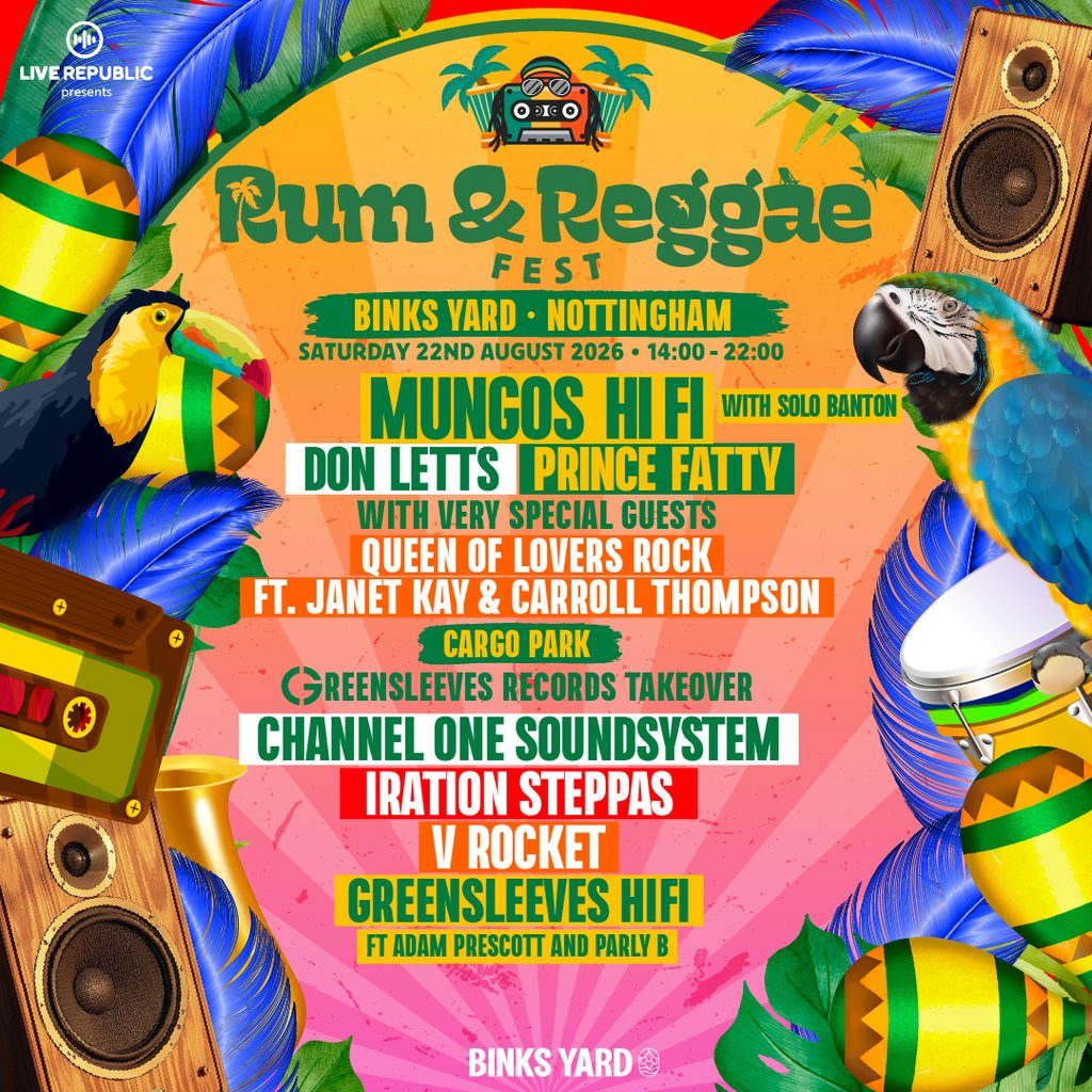 Flyer for Rum & Reggae | Binks Yard, Nottingham