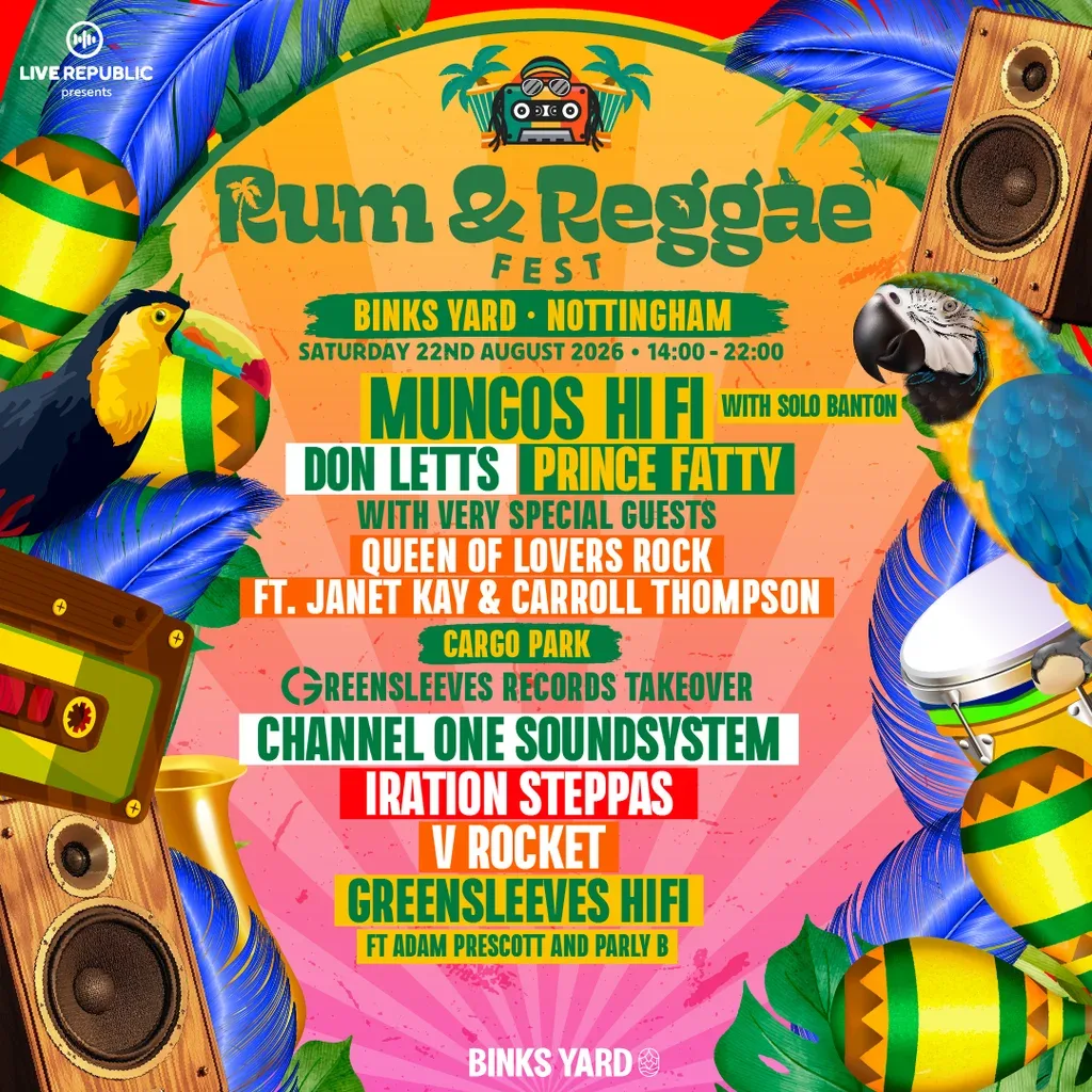 Flyer for Rum & Reggae | Binks Yard, Nottingham