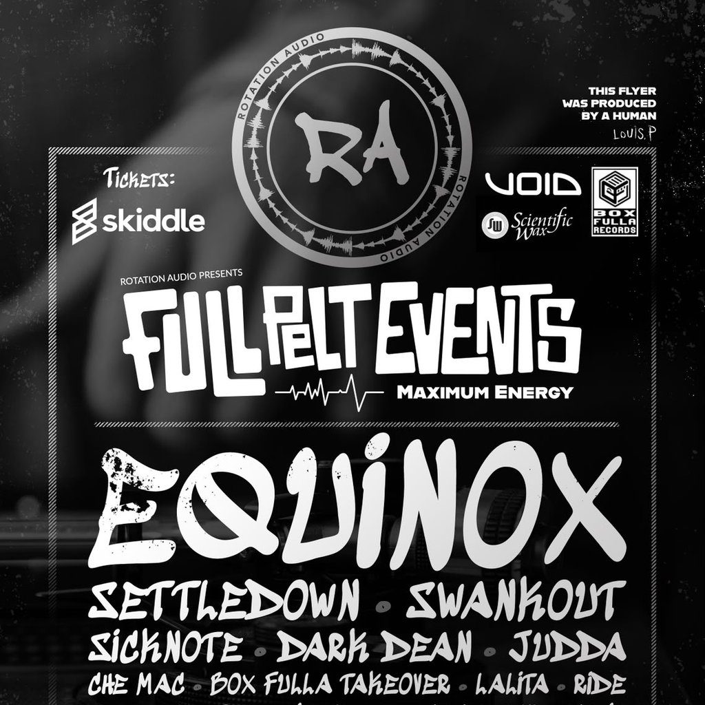 Flyer for Rotation Audio Presents Full Pelt Events