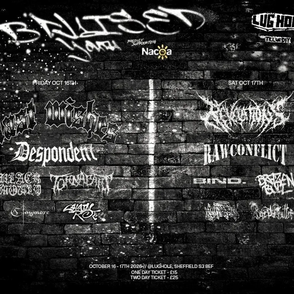 Flyer for Bruised youth fest 2 day ticket