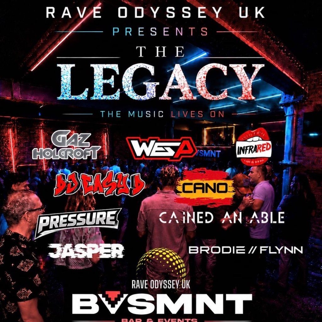 Flyer for Rave odyssey uk "The legacy" Basement Darwen