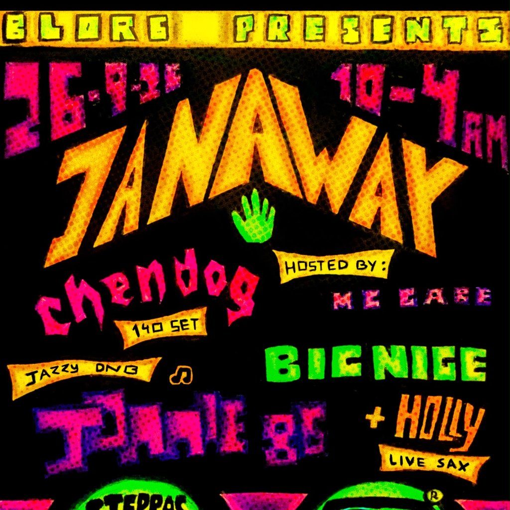 Flyer for BLORG presents : JANAWAY