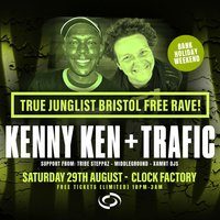 Flyer for True Junglist FREE RAVE - Kenny Ken + Trafic MC [Bank Holiday We