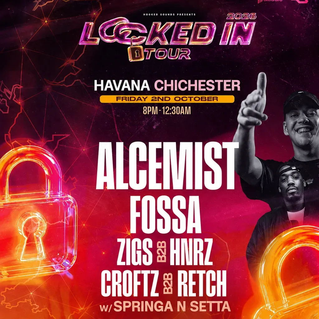 Flyer for LOCKED IN TOUR w/ ALCEMIST + SPECIAL GUEST MC @CHICESTER