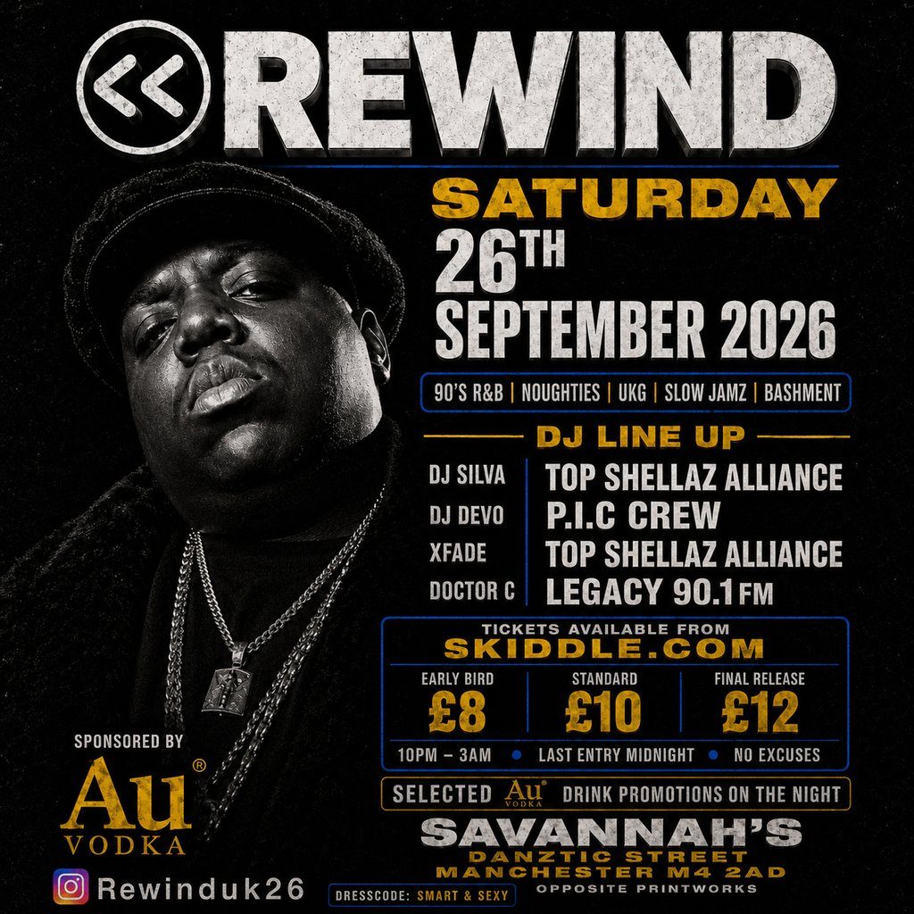 Flyer for Rewind official launch party