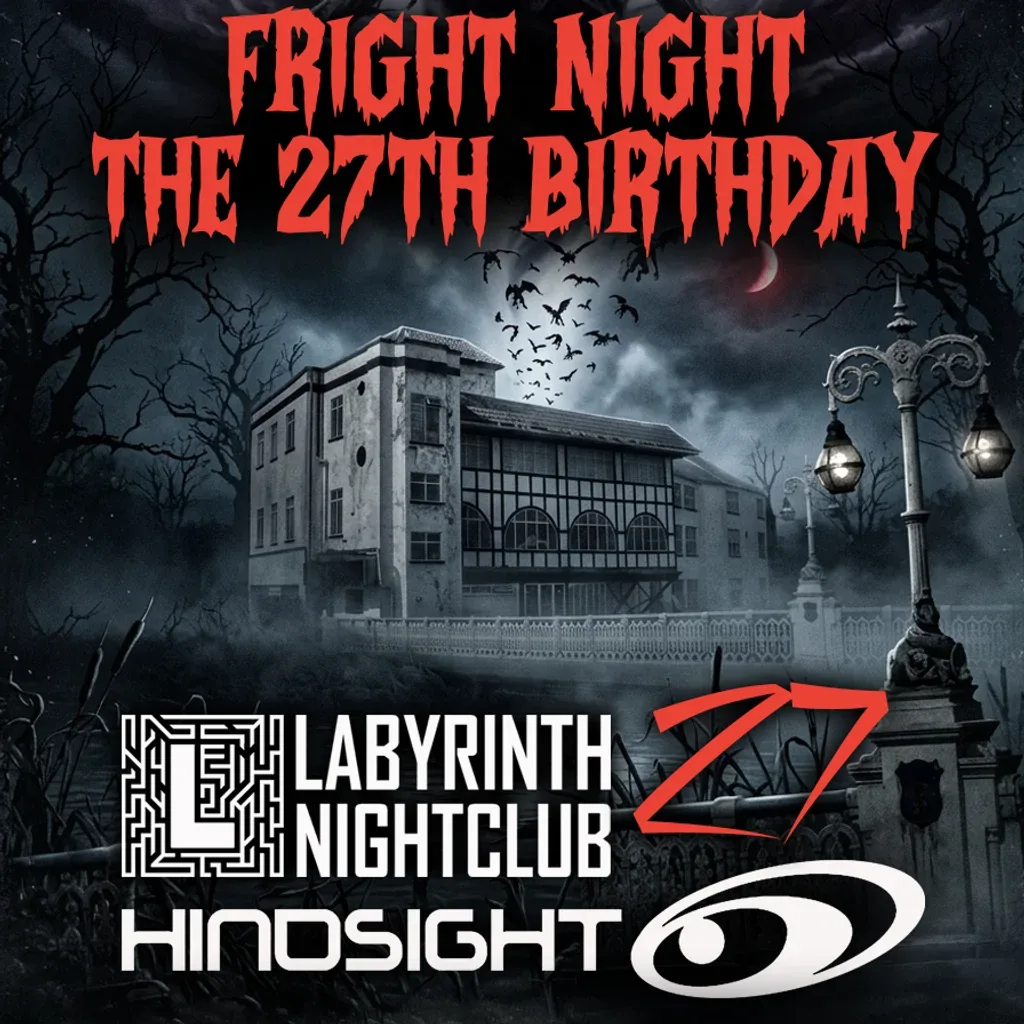 Flyer for Hindsight's 27th Birthday - Fright Night