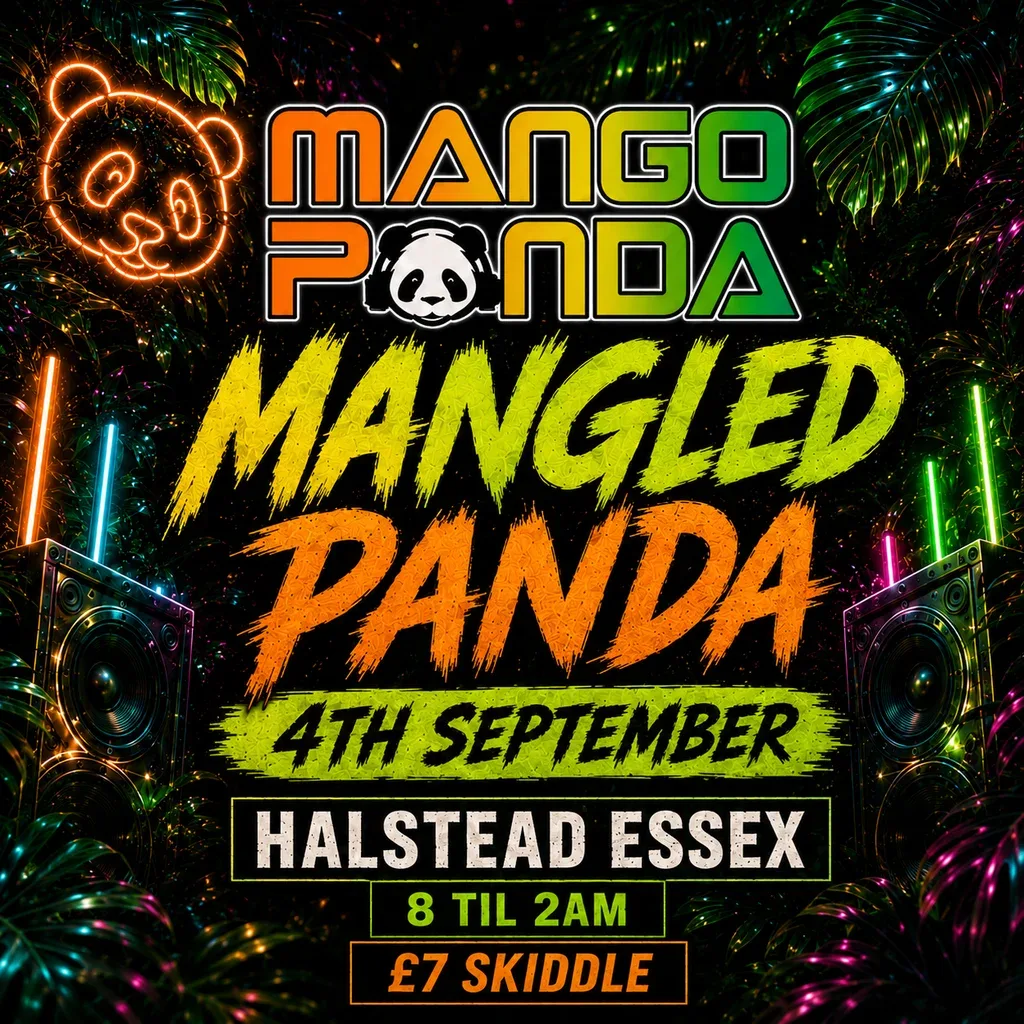 Flyer for Mangled Panda Local DnB Allstars - Halstead