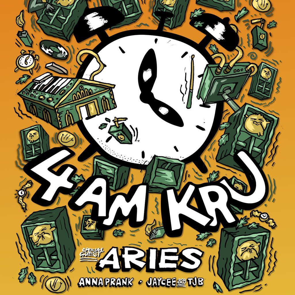Flyer for 4AM KRU & Aries