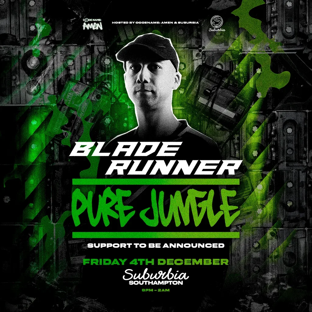 Flyer for Suburbia & CodeName Amen Presents: Bladerunner Pure Jungle