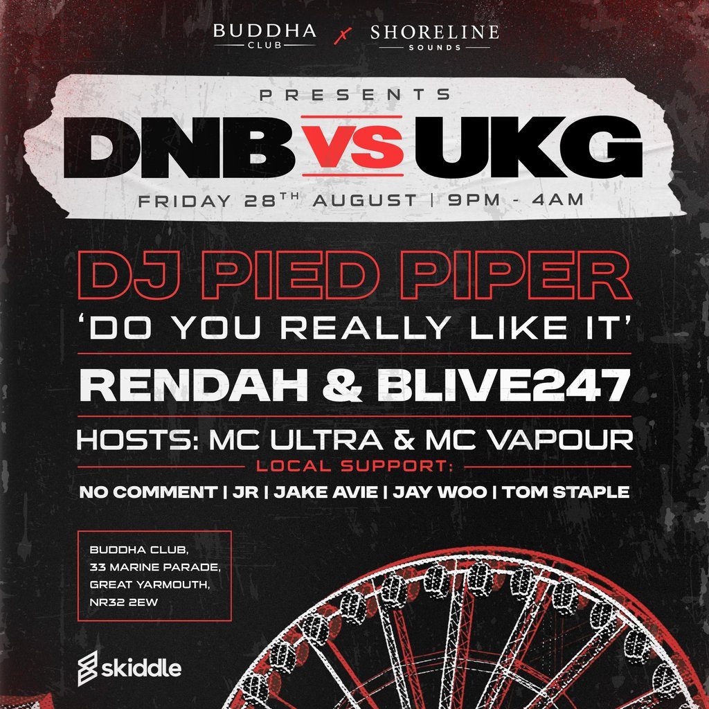 Flyer for Shoreline Sounds Presents D&B vs UKG