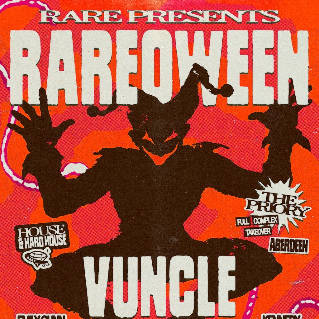 Flyer for RARE Club // RAREOWEEN w/ Vuncle + Friends