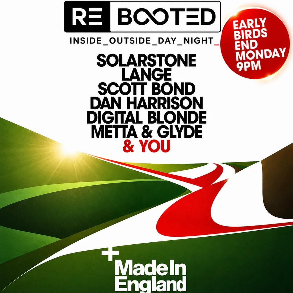 Flyer for Rebooted - Made in England - Inside - Outside - Day -Night