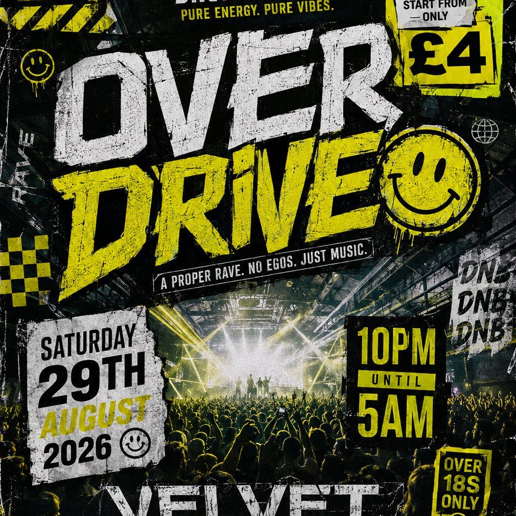 Flyer for OvEr Drive D&B 29.08.26