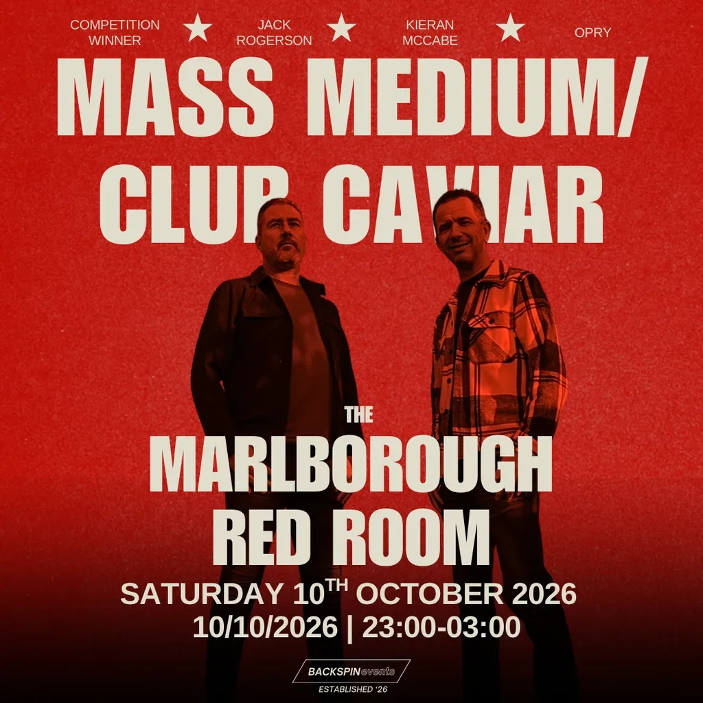 Flyer for Backspin Events Present: Mass Medium/Club Caviar