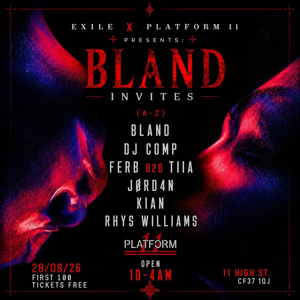 Flyer for Exile x platform11 bland invites
