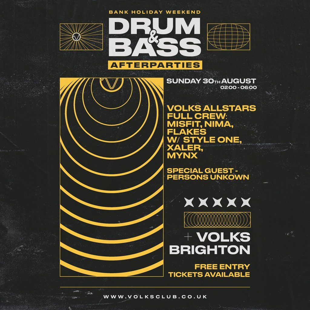 Flyer for Sunday Night free Entry* Dnb after party w/ Volks all stars
