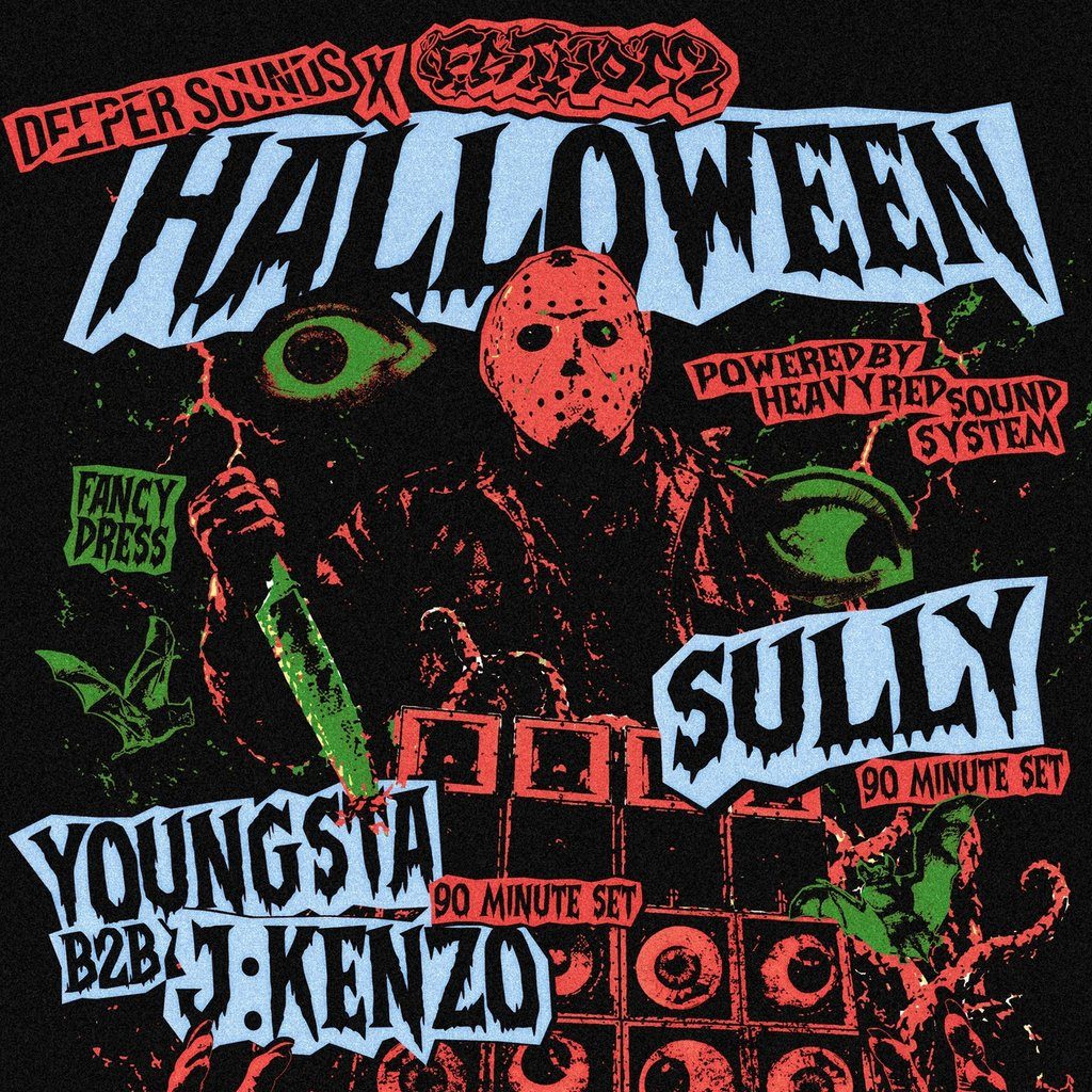 Flyer for FATHOM X Deeper Sounds HALLOWEEN (Sully/J:Kenzo/Youngsta)
