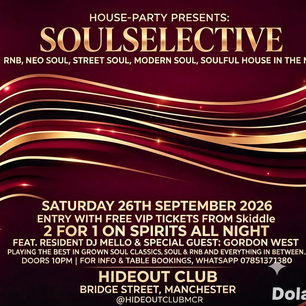 Flyer for @SOULSELECTIVEMCR VIP Launch