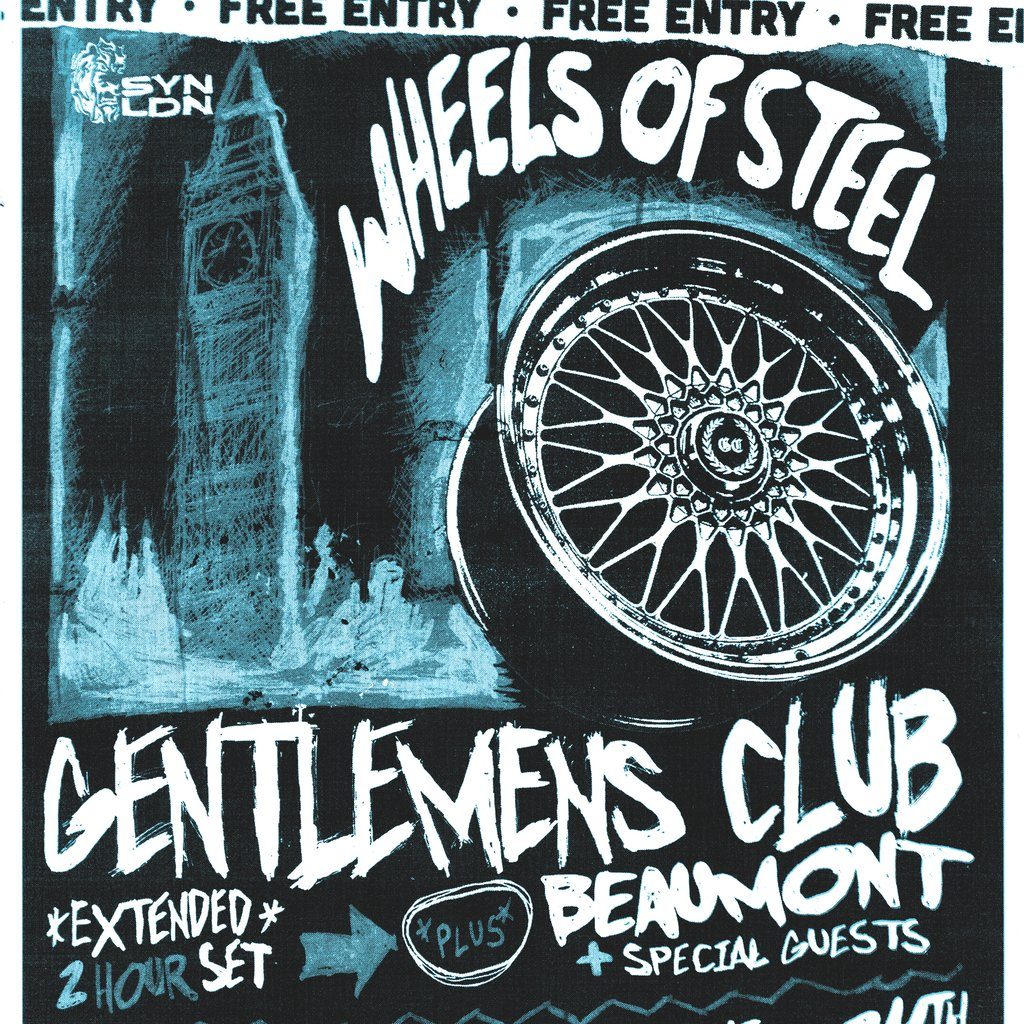 Flyer for Wheels of Steel: Gentlemens Club w/ Beaumont