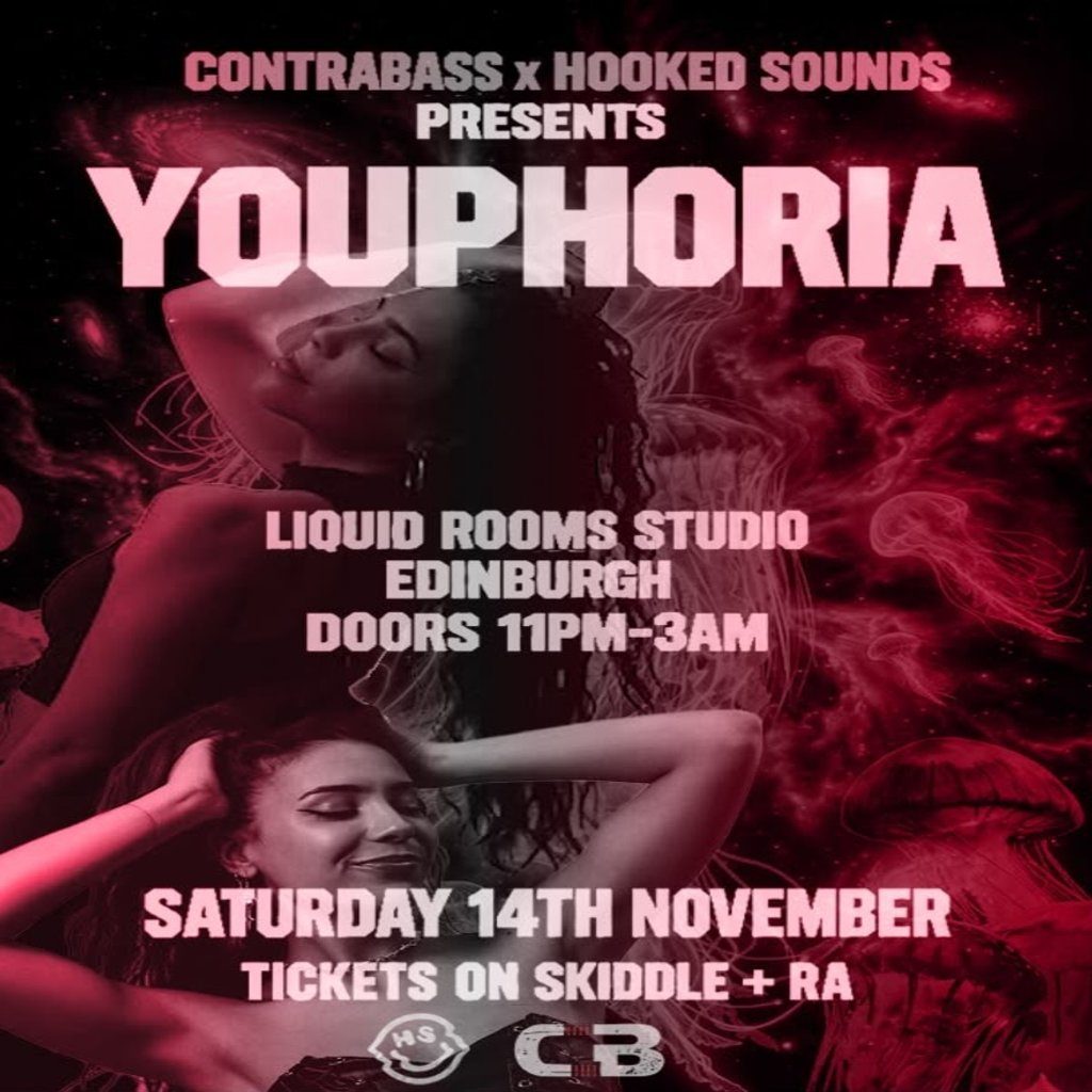 Flyer for CONTRABASS x HOOKED PRESENTS YOUPHORIA + More (DNB)