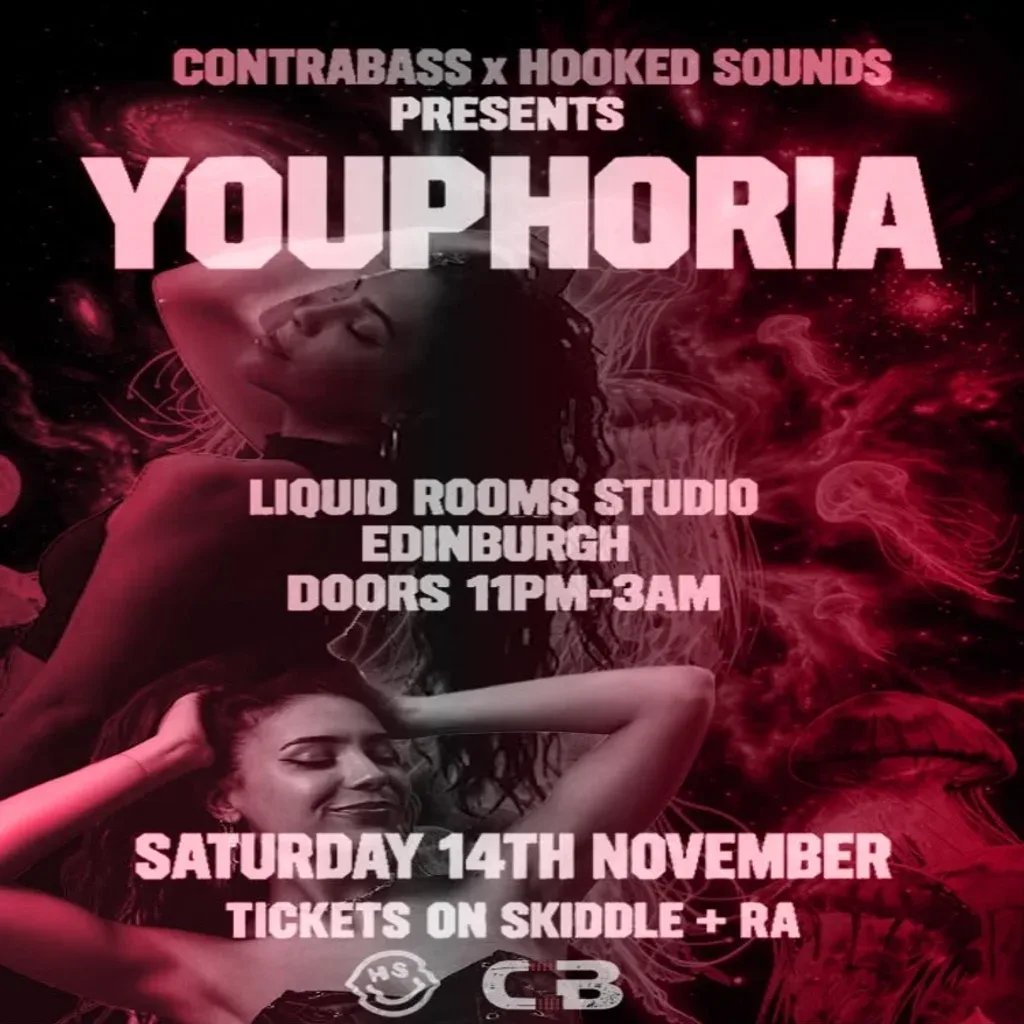 Flyer for CONTRABASS x HOOKED PRESENTS YOUPHORIA + More (DNB)