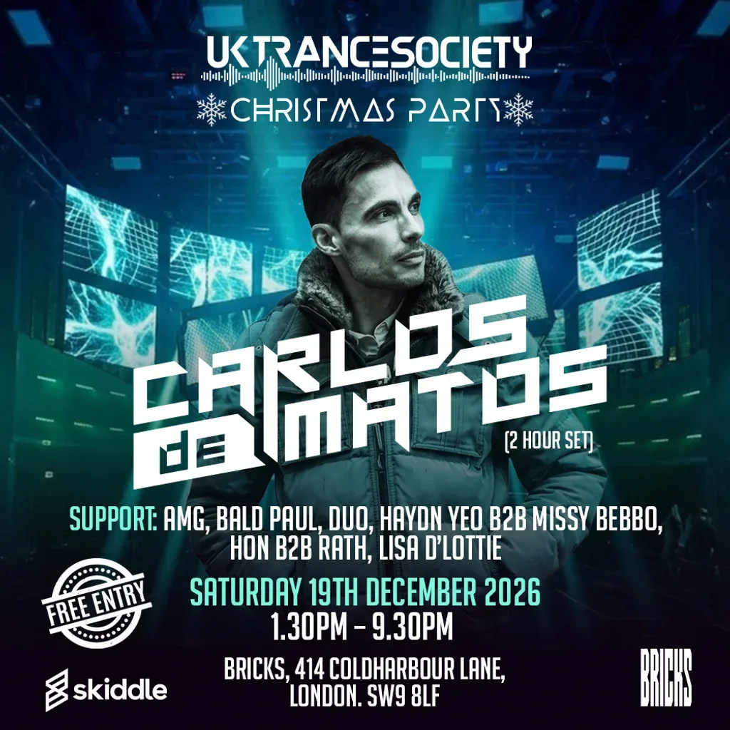 Flyer for UK Trance Society Christmas Party 2026