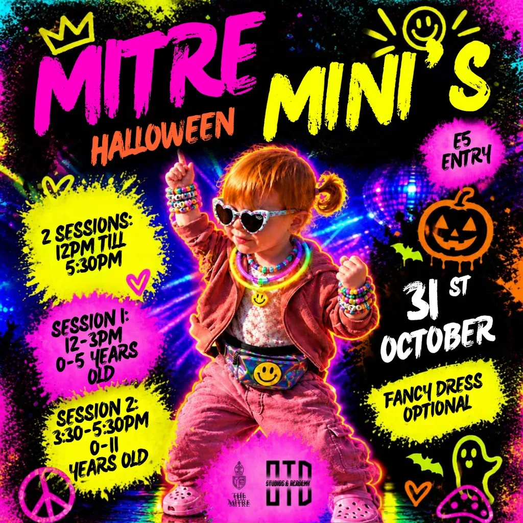 Flyer for Mitre Minis Rave - Halloween Special!