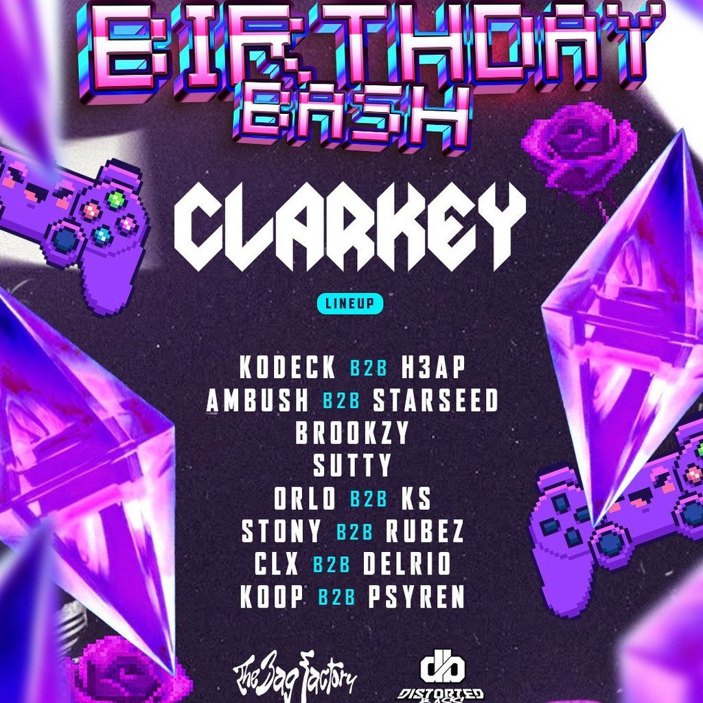 Flyer for Distorted Bass - Orlo's Birthday Bash