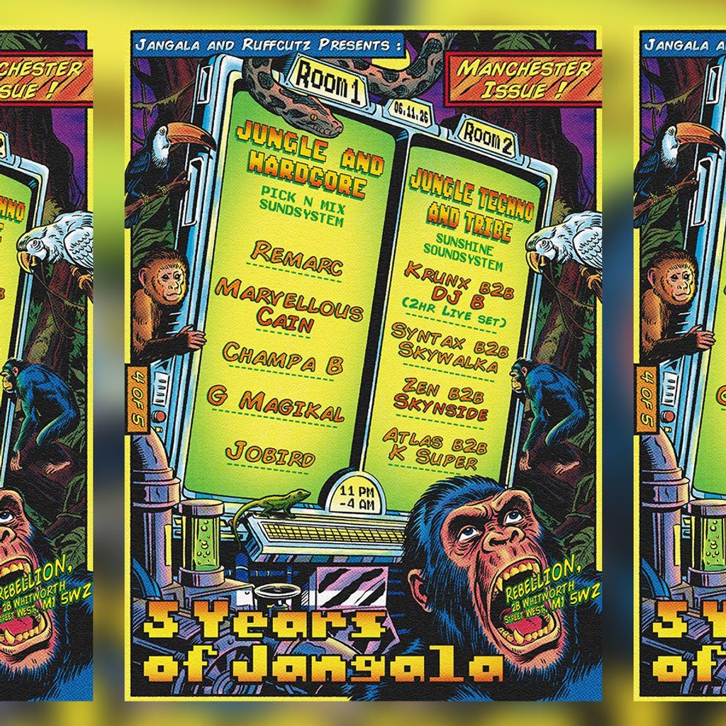 Flyer for 5 Years of Jangala: Manchester Issue