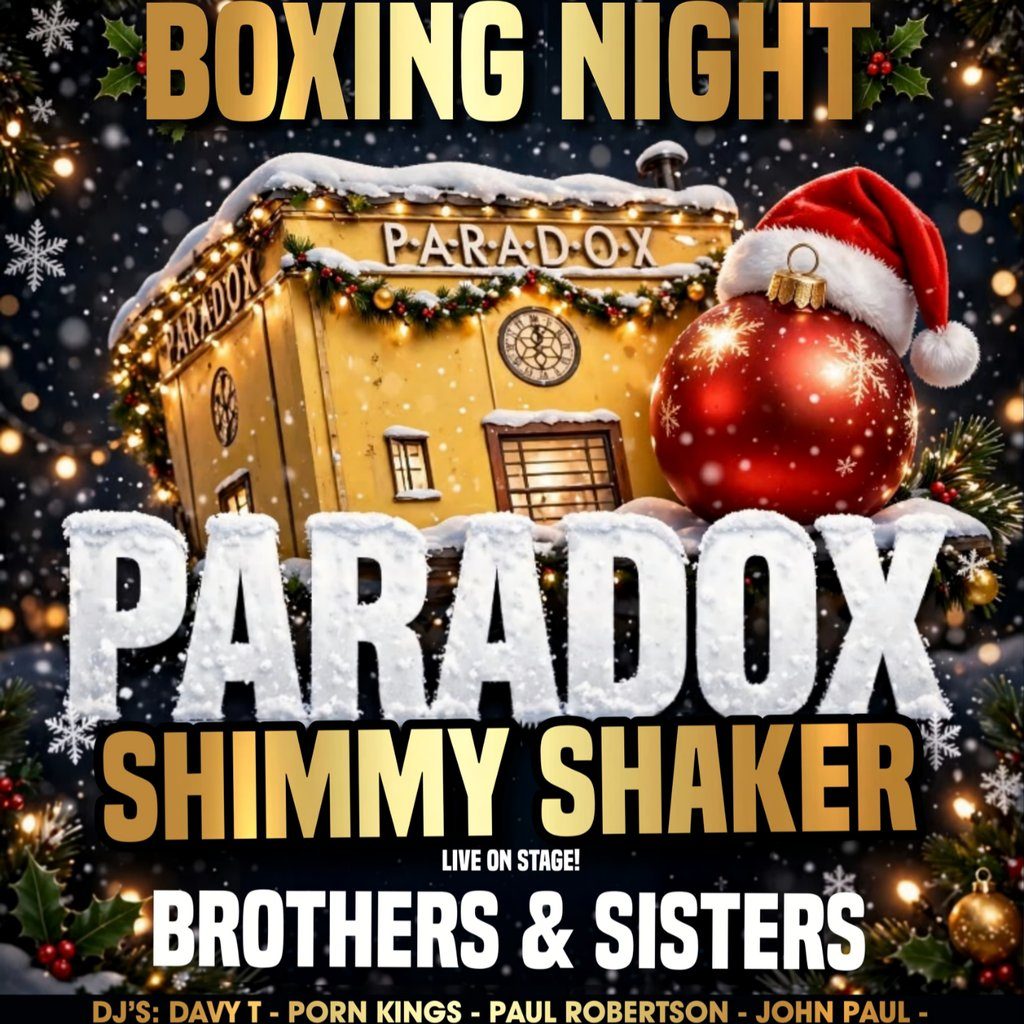 Flyer for Paradox Shimmy Shaker BOXING NIGHT SPECIAL